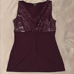 Express Burgundy Tank Top with Sequin Accents